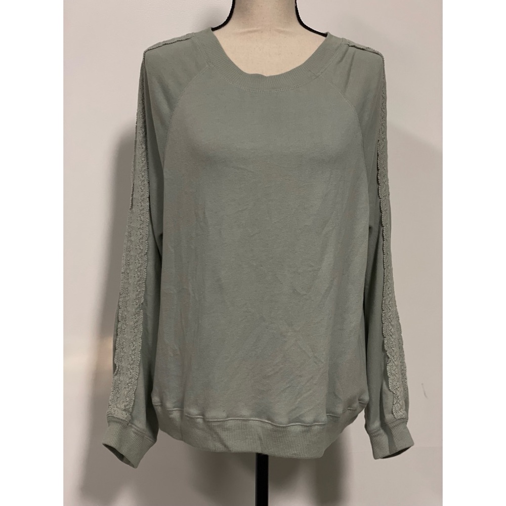 SO Lounge Life Crew French Terry Lightweight Sweatshirt Green Juniors Size M